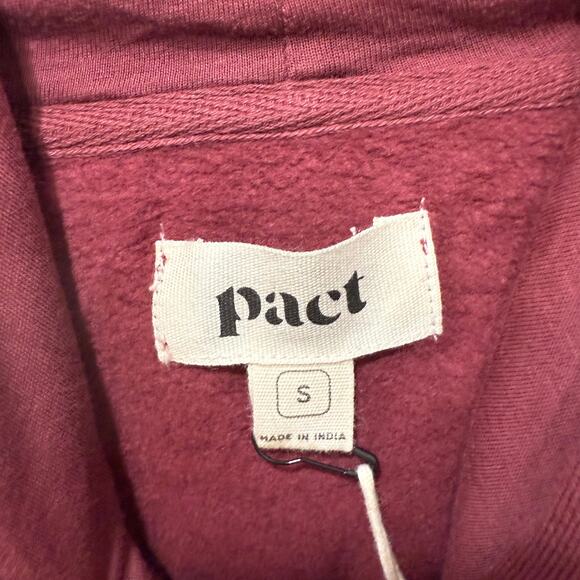 Pact NWT One For All Unisex Hoodie Sweatshirt Raisin Red Sz Small Organic Cotton - Picture 5 of 12